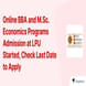 Online BBA and M.Sc. Economics Programs Admission at LPU Started, Check Last Date to Apply